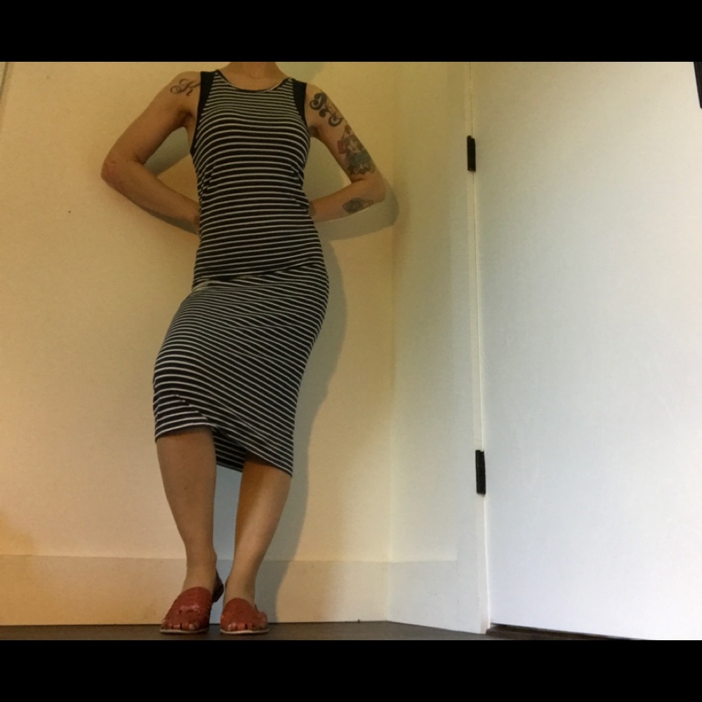 Forever 21 Striped Tank Dress with Mesh Details